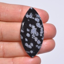 Piedra preciosa cabujón con forma de marquesa obsidiana copo de nieve natural 27 quilates 41x19X6 mm A600