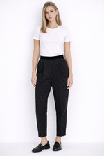 vintage 50s BLACK POLKA DOT PANTS XXS skimmers ankle velvet side zip pockets
