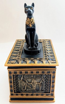 Veronese Designs Black Cat Lidded Trinket Box-Resin