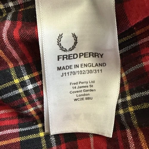 Fred Perry Harrington Jacket Men M 40 Black Red Tartan Lined Bomber Mod England image 10