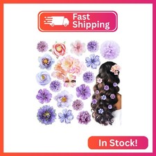 18 PCS Flower Hair Clip Women Purple Floral Hair Barrettes Girls Homecoming Danc