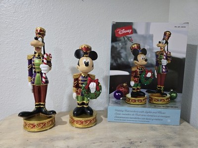 DISNEY NUTCRACKERS MICKEY AND GOOFY SET WITH LIGHTS AND MUSIC