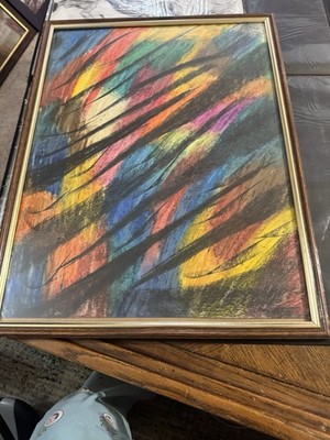 Mid Century Casein Abstract Painting 18x24
