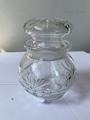 ANTIQUE Irish  Cut Glass Georgian Tea Caddy Preserve Jar C1810 VGC