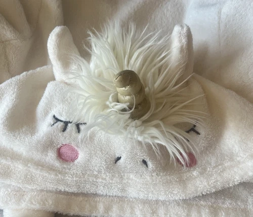 H&M HOME GIRLS WHITE FLUFFY UNICORN DRESSING GOWN - AGE 4-6 YEARS - Picture 4 of 7