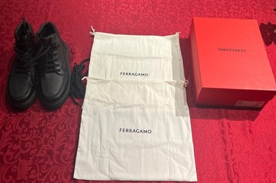NEW; Salvatore Ferragamo Cassina DI Nero Calf Nero Skin LNG 076091. Size 13M. 