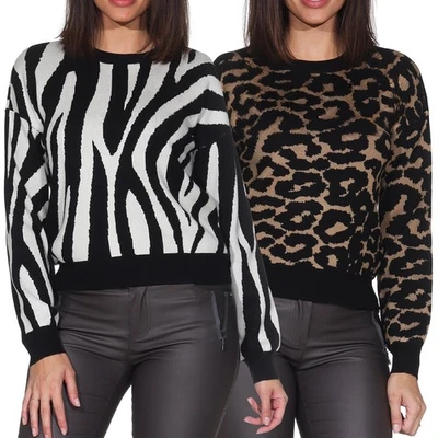 Vero Moda Damen Strickpullover Pullover Pulli Oberteil Tiermuster VMSiljeanimal