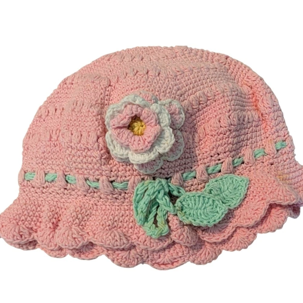 San Diego Hat DayLee Design Hand Crotchet Infant Girls Floral Hat