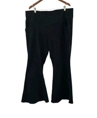 Halara Black Flare Bootcut Stretch Pull On Pants Pockets Womens Size 4X New NWT
