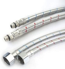 2x M12 (12mm)X1/2 BSP 60cm Pair Flexible Tap Connector | Hot, Cold Water Supply