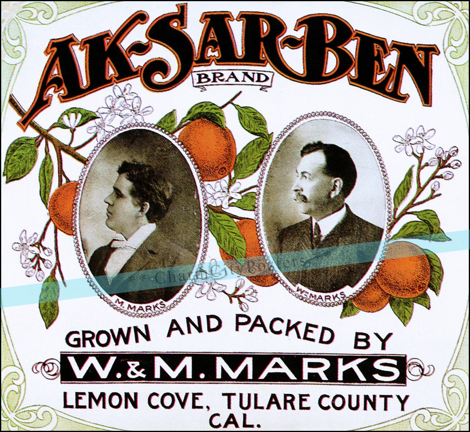 Aksarben 1900 Orange Label Lemon Cove California Vintage Retro Poster Print  