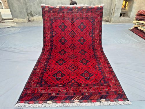 4x7 Afghan Turkmen Khal Mohammadi Buchara Teppich | Nomadic Red Tribal Area Rug