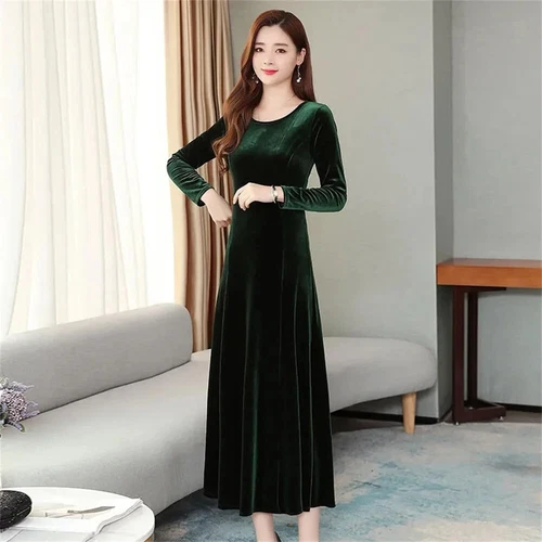 Women Mid Length Slim Fit Temperament Long Sleeve Dress Autumn Dress Long Dress - Picture 8 of 30