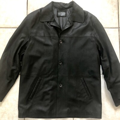 Men's Gian Mori Black Genuine Leather Blazer Jacket
