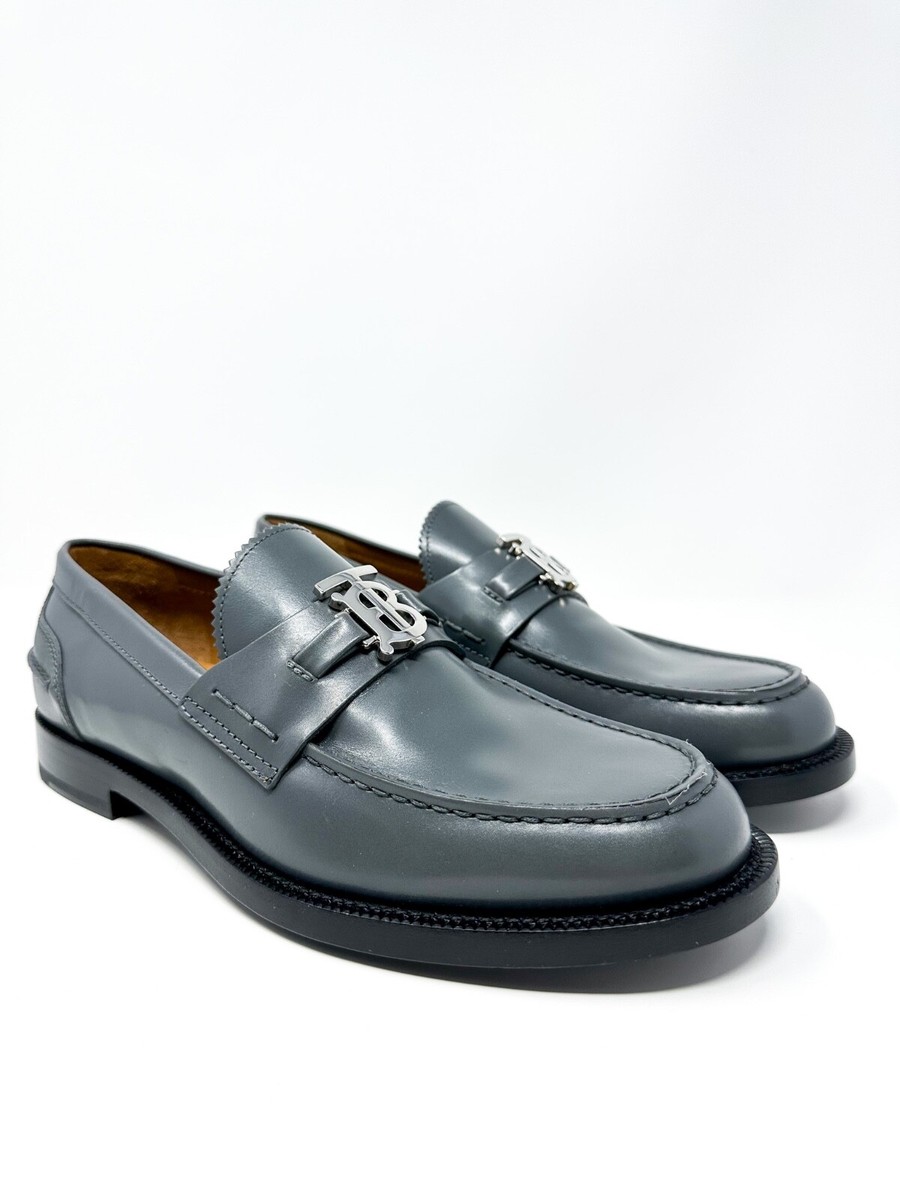 Burberry Men's Fred Leather Logo Loafers Gray 7 US / 40 EU $750 | eBay