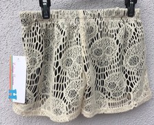 50 NWT Vintage Havana Black Shorts W/ Ivory Skull Embroidery Girls Size Medium