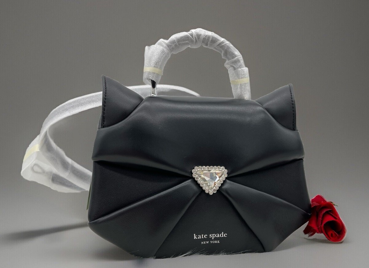 AUTH NWT Kate Spade New York Whisker 3D Cat Smooth Leather