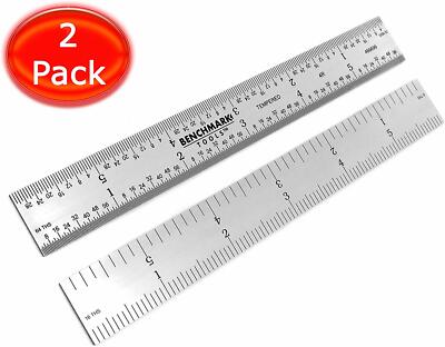 Benchmark Tools 2ea 6'' 4R Rigid Machinist Ruler Grads Brushed Stainless Steel
