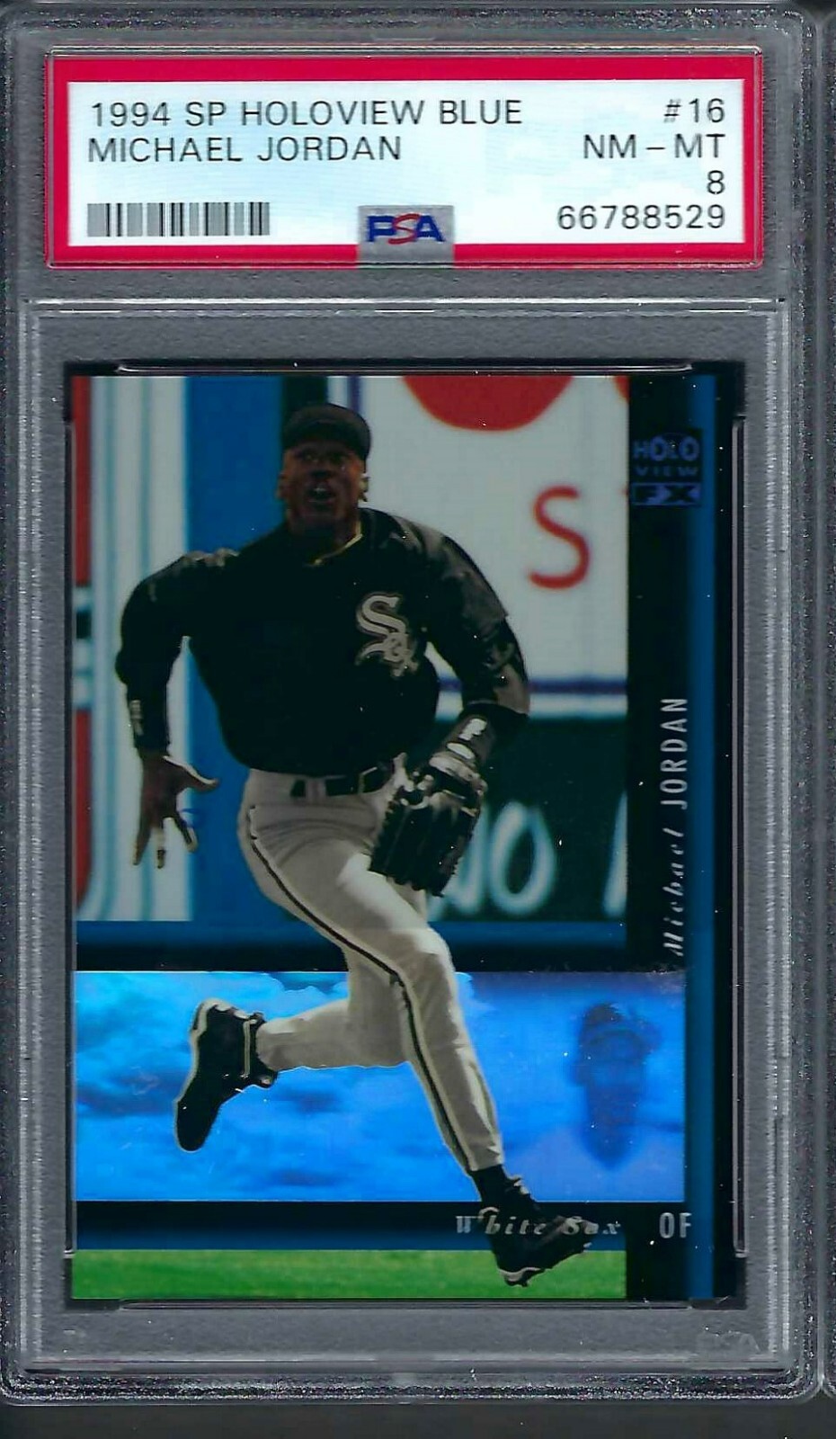 1994 SP # 16 Michael Jordan White Sox FD Holoview Blue NM MT PSA 8