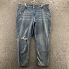 Ava  Viv Skinny Jeans Womens 22R actual 42x28 Blue Denim Distressed Zip NEW