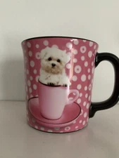 KEITH KIMBERLIN - ENCORE GROUP  COFFEE Maltese MUG - PINK BLACK WITH BUBBLES
