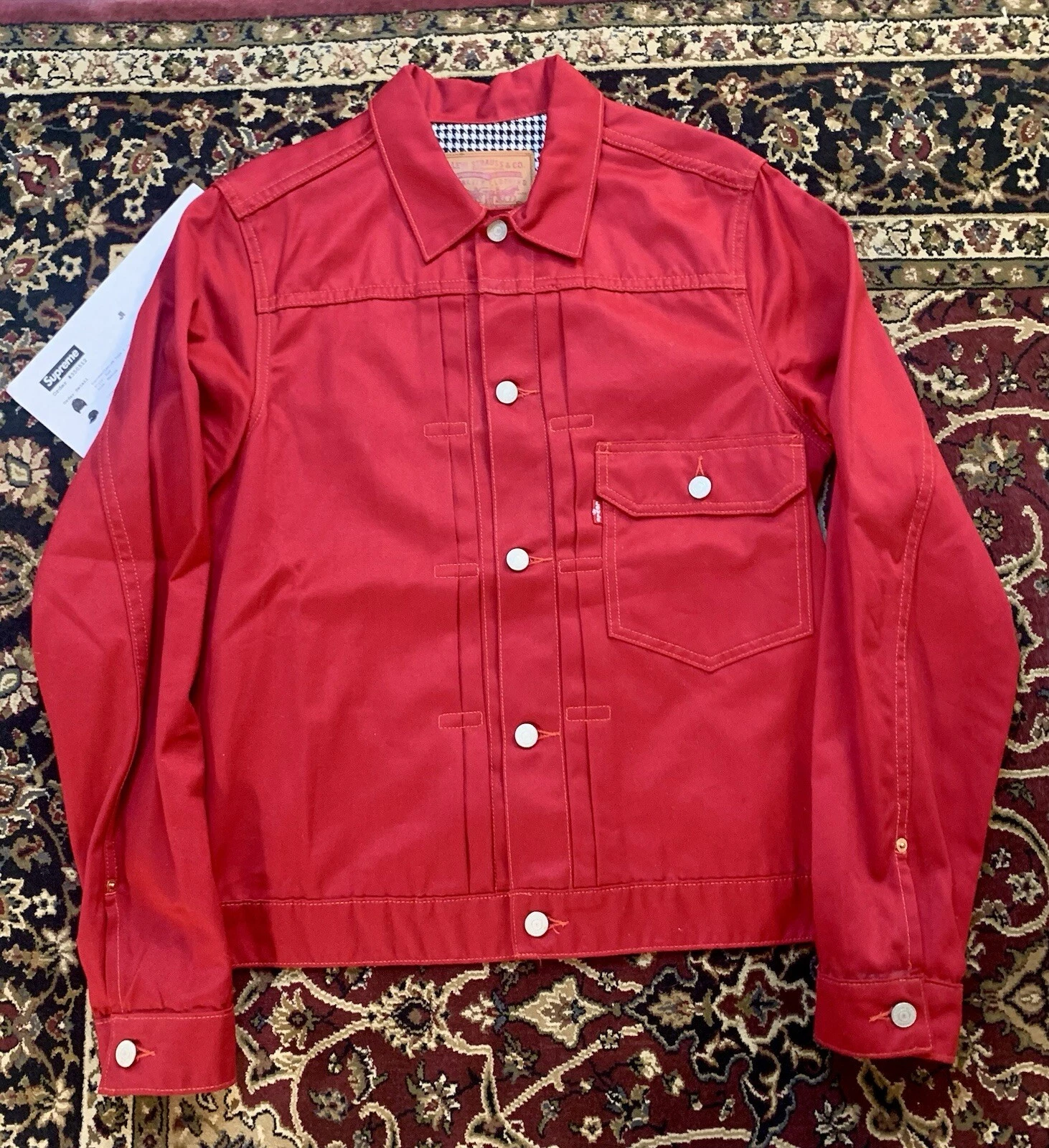 Veste camionneur Supreme Levi’s type 1 rouge moyen SS13 neuve made in USA rare