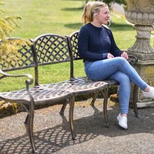 Deluxe Cast Aluminium Three Seater Garden Bench - Outdoor Furniture