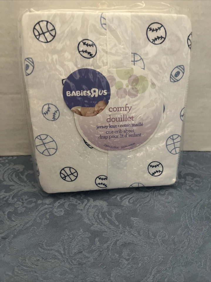 Nuevo BabiesRus Babies R US Cómodo Jersey Tejido 100% Algodón Deportes Pelota Cuna Sábanas Foto 2 de 4