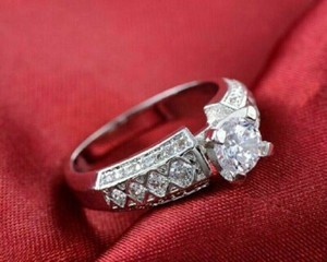 Authentic 3.00 Ct Round Cut Simulated Diamond Solitaire Wedding Ring 14k White Gold Plated