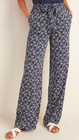 NWT Navy Blue & Gray Floral Print High Rise Straight Wide Leg Lightwt Pants XS — photo 1