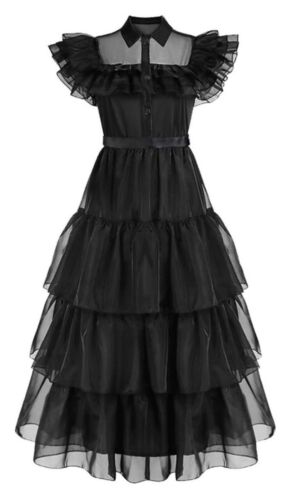 Wednesday Addams Dress Kids Merlina Girls Halloween Costume 11-12 Years Of Age - Picture 1 of 9