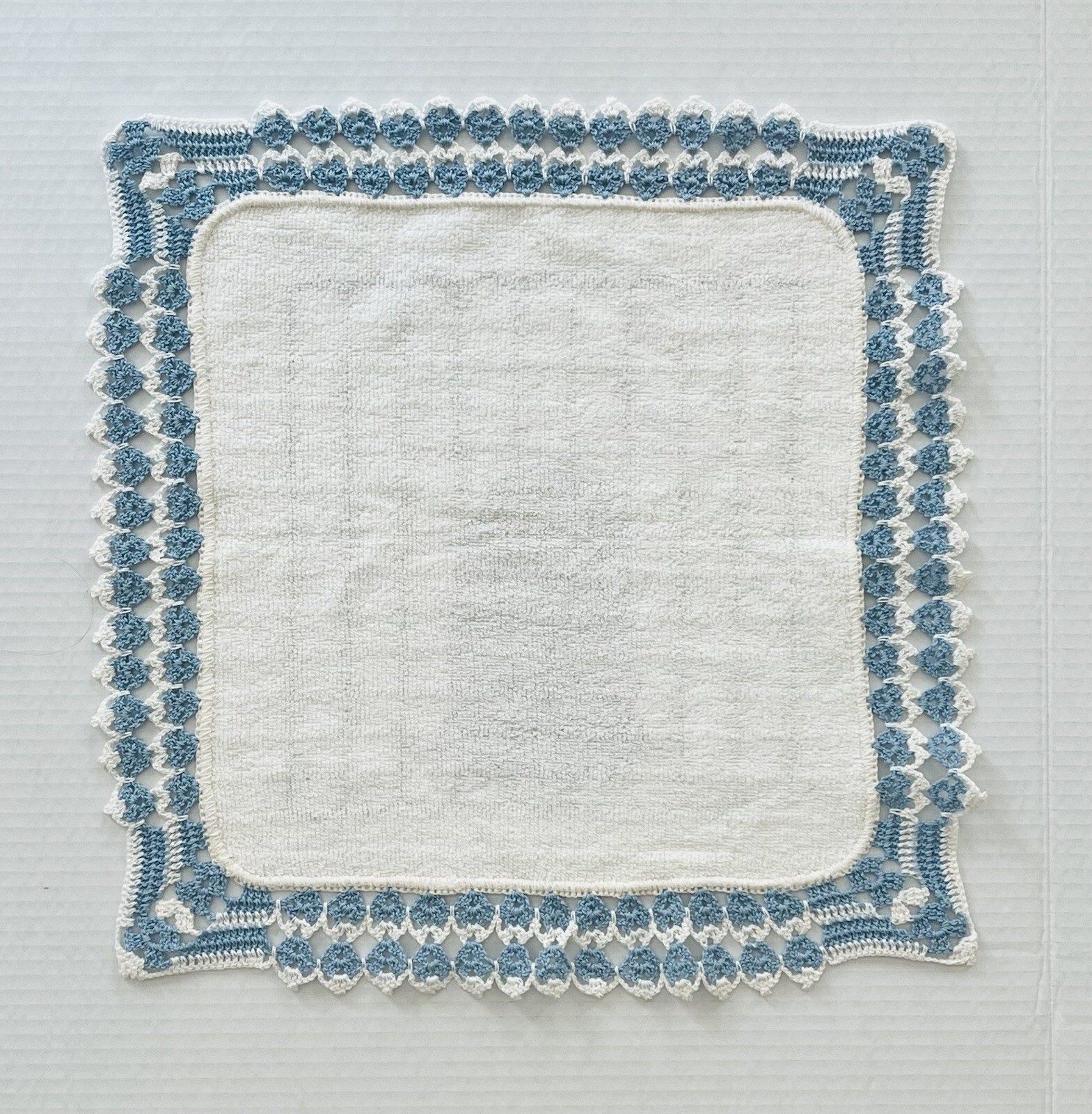 2 Vintage Decorative Dishcloths Doilies Crochet Lace Trim Farmhouse Kitsch