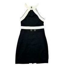 Express Dress Women's Small Black White Sleeveless Zipper Bodycon Career Office