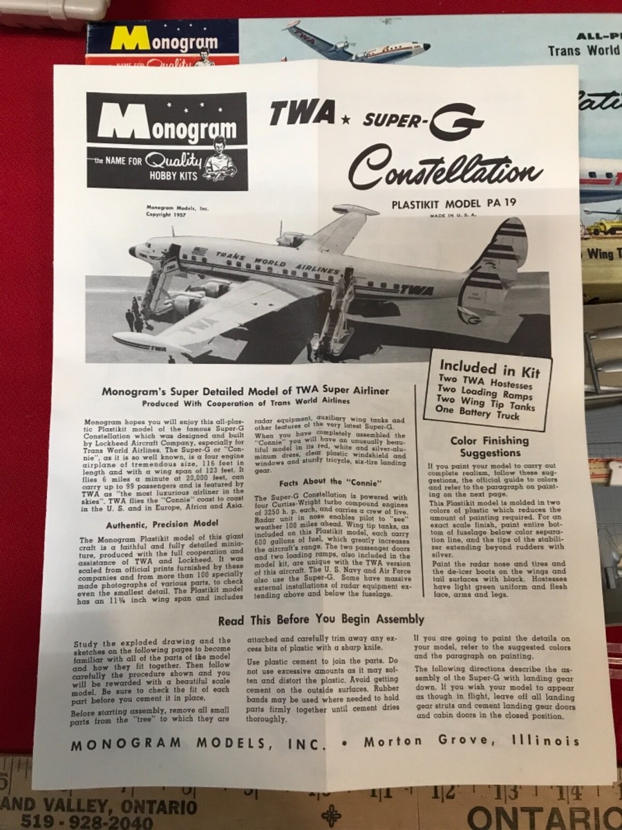 Vintage 1957 Monogram Lockheed Super G Constellation Model