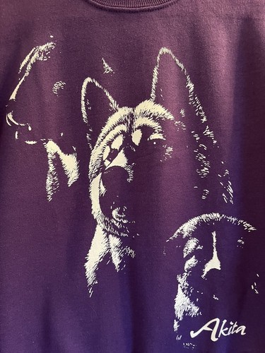 Akita Silhouette on Dark Purple Child Large (14-16) Sweatshirt Unisex L/S - Picture 2 of 3