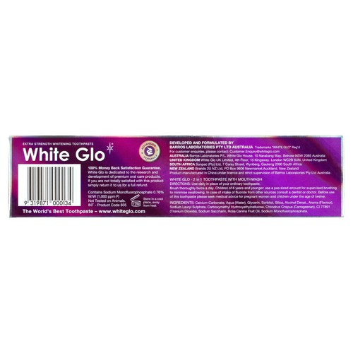 White Glo - 2in1 Whitening Toothpaste with Mouthwash - 150g - Double Strength - Picture 3 of 5