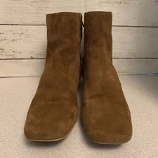 Urban Outfitters Brown Suede Booties Size 10 Zip Up 2 inch heel Boho 90's