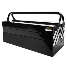 Metal Cantilever Tool Box, 3-Tier 5 Tray Fold Out Steel Tool Box with Handle 22"