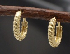 925 Sterling Silver Twisted Hoop Rope Earrings 10.5mm 14k Yellow Gold Plated