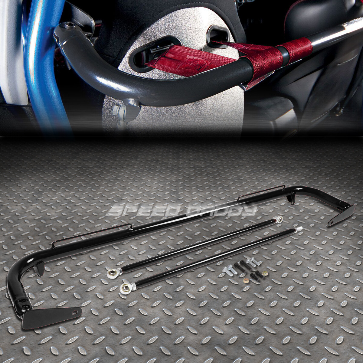 BLACK 49"STAINLESS STEEL CHASSIS HARNESS BAR+BLACK 4PT STRAP BUCKLE SEAT BELT eBay