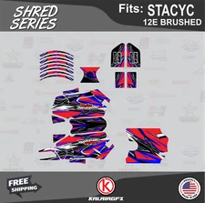 Graphics Kit for  STACYC 12E Brushed Electric Bike Shred-red-blue