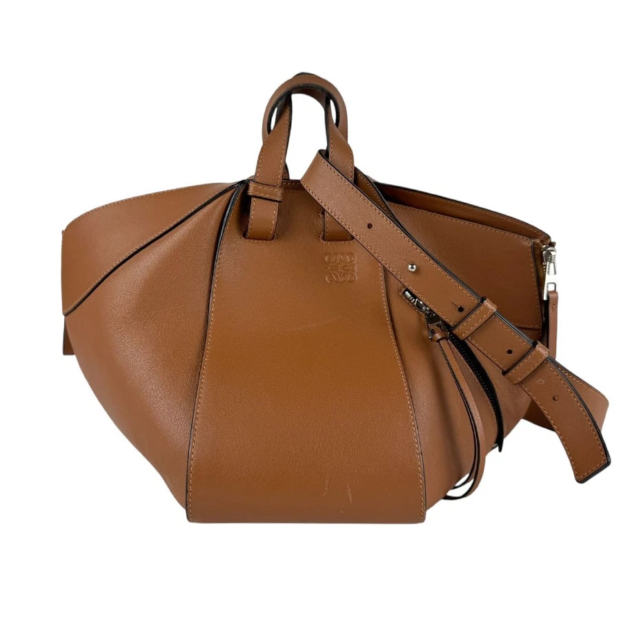 Loewe — Auth LOEWE Hammock Handbag Shoulder Bag Brown Leather/Silvertone - z6413