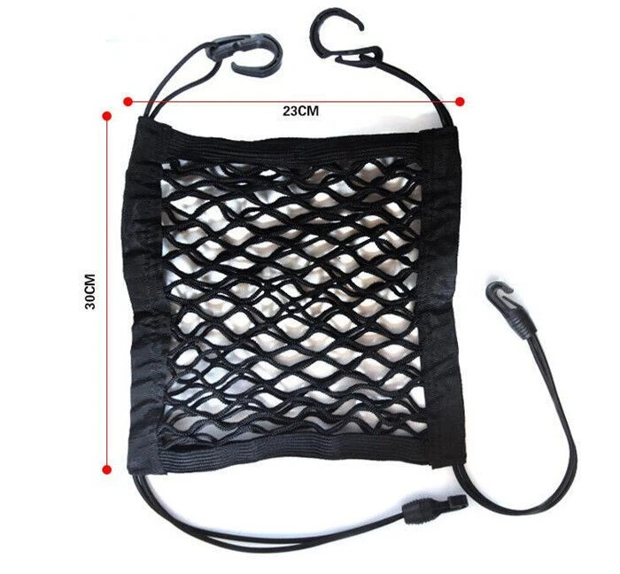 Asiento de coche 2 capas almacenamiento malla/organizador carga red elástica y gancho bolsa soportes Foto 2 de 4