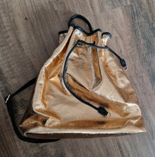 Rucksack mit Bindeverschluss Rosegold/Schwarz Tasche *wie NEU*