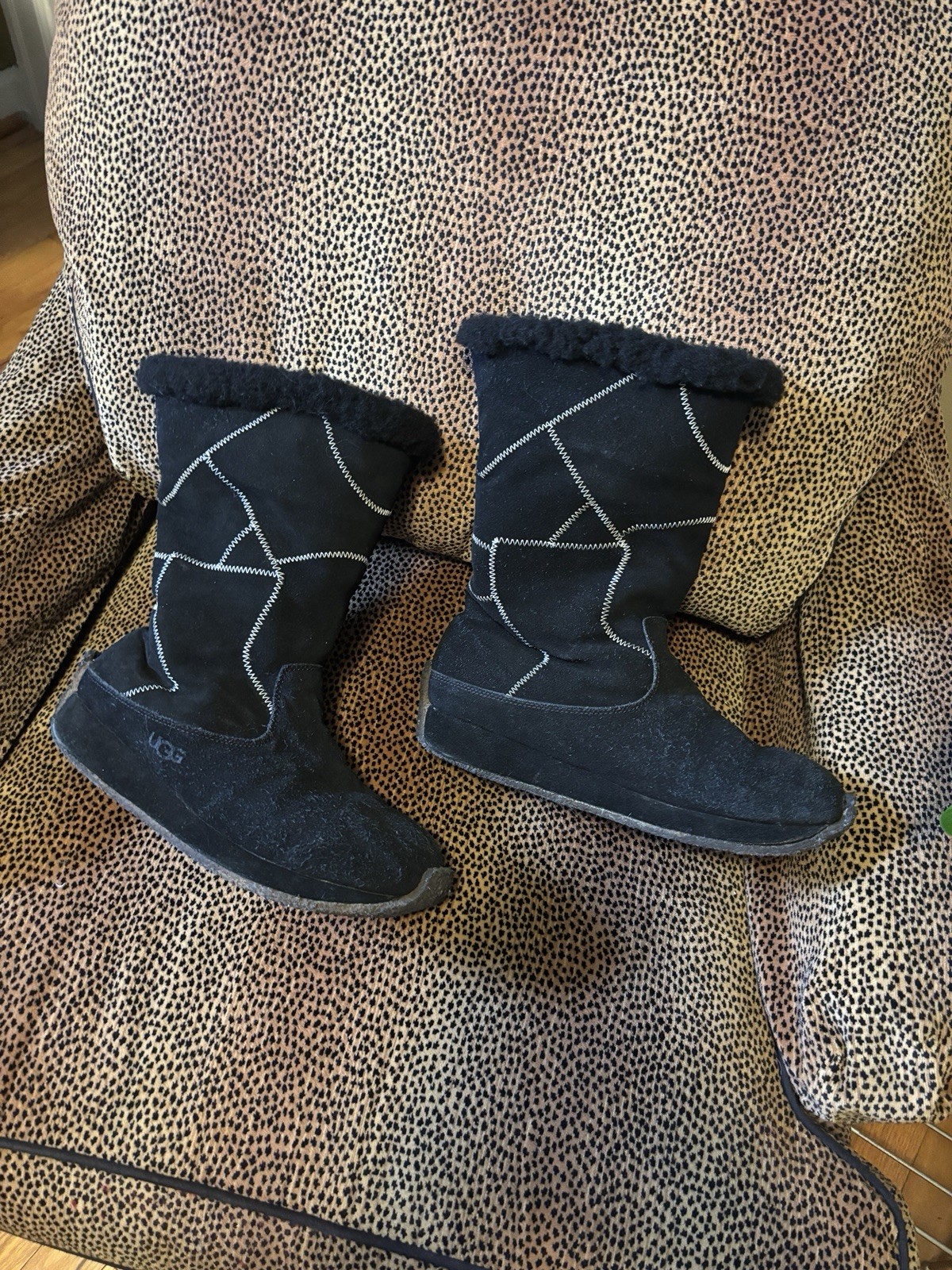 ugg black suede patchwork boots - image 2