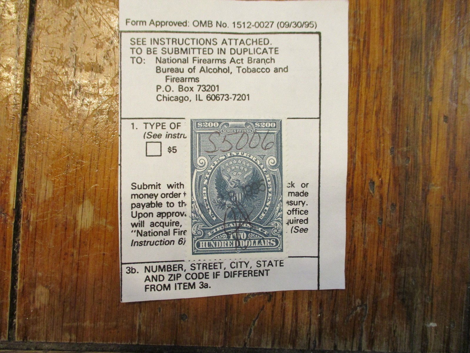 NFA Tax Stamp Firearm Machine Gun 0 revenue ATF