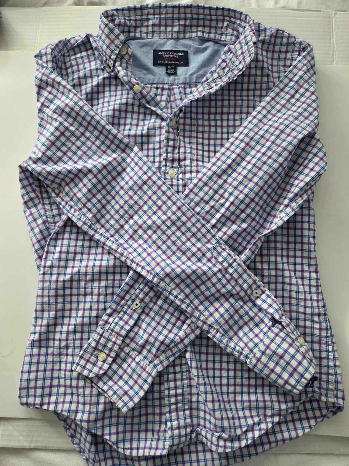 American Eagle Womans Button Down Gingham Shirt XS - image 1