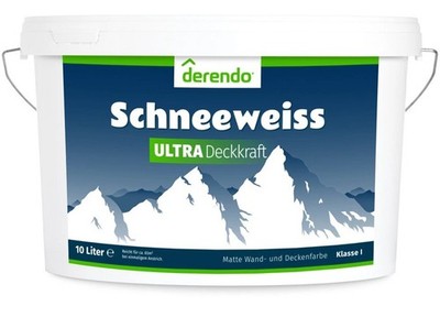 Derendo Schneeweiss Ultra Wandfarbe weiß matt tropffrei geruchsarm 10l