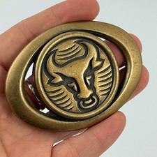 Vtg Western Belt Buckle Cowboy Rodeo Bull Riding Brass Heavy