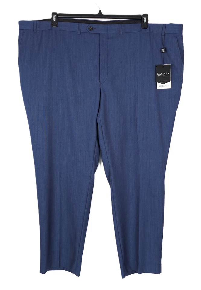 Lauren Ralph Lauren Classic-Fit Stretch Wool Suit Pants Blue Birdseye 54x30 NWT - Image 2 of 4